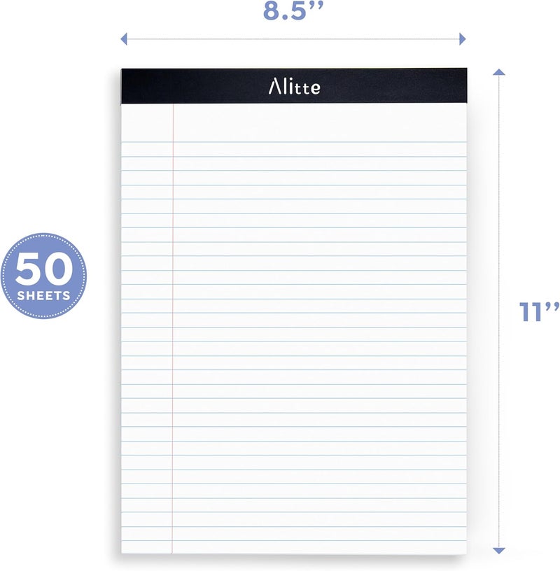 Alitte Legal Notepads 8.5 x 11, Pack of 3 - Perforated Wide Ruled Writing Pad - Premium Thick Paper, No Ink Bleeding - Blank Legal Pads For Home, Office, School, Business - 50 Sheets Per Notebook - Image 3